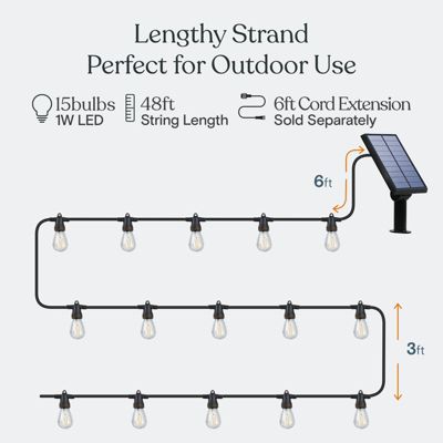 15 Outdoor Solar 48 ft. Ambience Pro LED String Lights with Remote Control