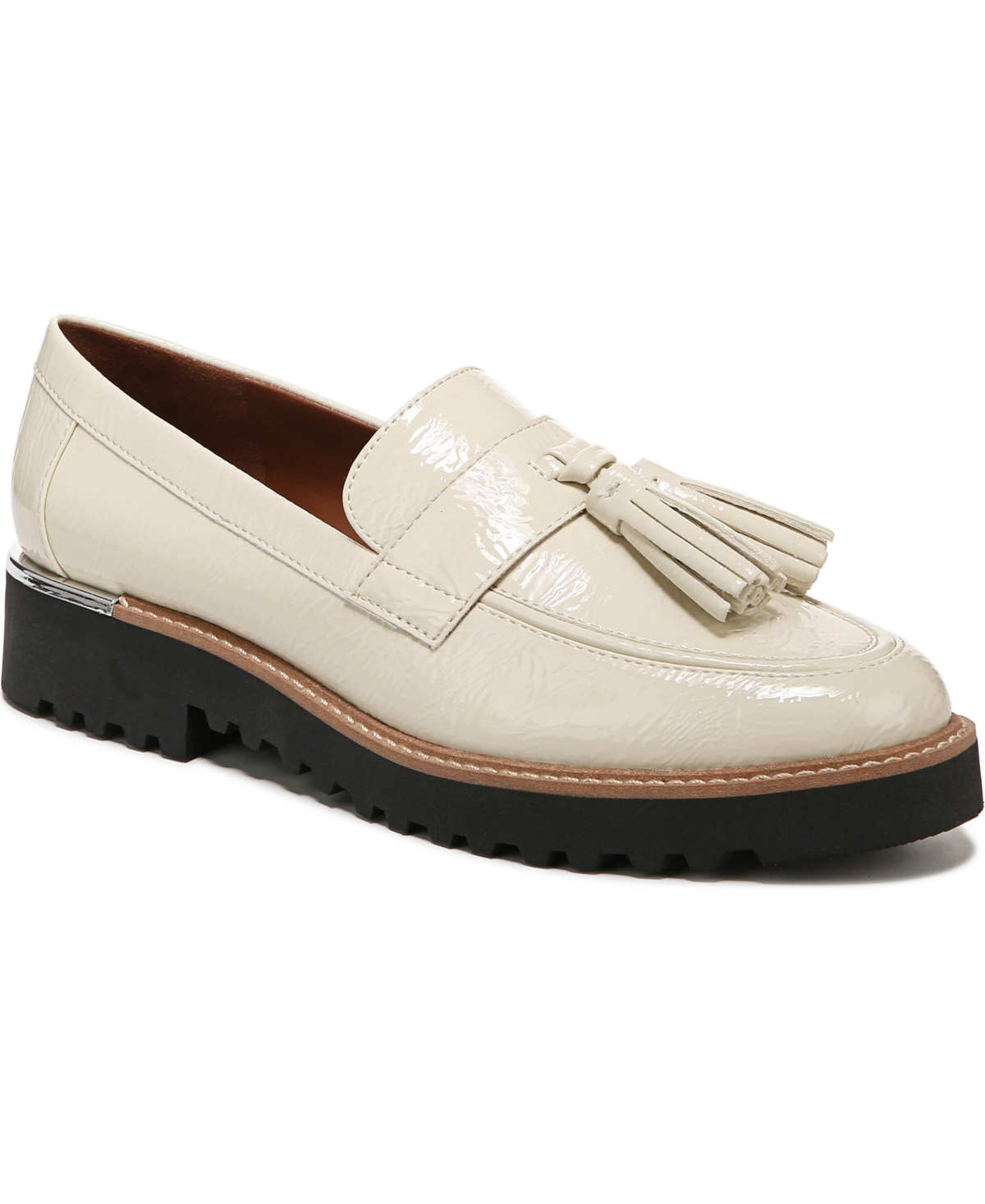 Shop Franco Sarto Women's Carolynn Lug Sole Loafers In Putty White Faux Patent