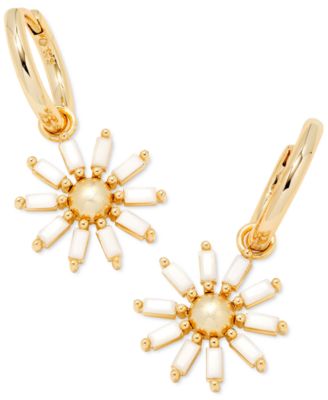 Kendra Scott - 14k Gold-Plated White Daisy Charm Convertible Huggie Hoop Earrings