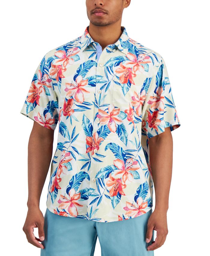 Tommy Bahama Men's Breeze Beach Blooms Floral-Print Button-Down Silk Shirt - Continental - Size XL