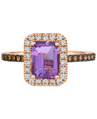 Deep Sea Blue Topaz (1-5/8 ct. t.w.) & Diamond (3/8 ct. t.w.) Halo Ring in 14k Rose Gold (Also in Amethyst & Citrine)