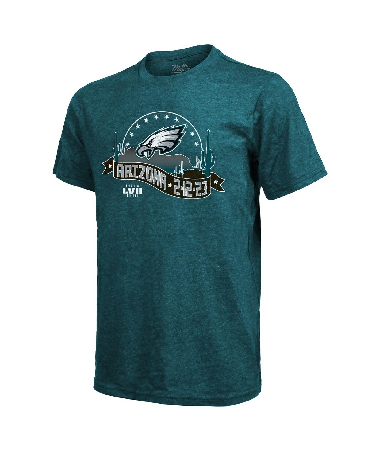 Majestic Threads Midnight Green Philadelphia Eagles Super Bowl Lvii Tri-blend Desert T-shirt In Midnight Green