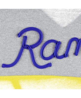 Women's Heathered Gray, Royal Los Angeles Rams Outfield Deep V-Back Pullover Sweatshirt