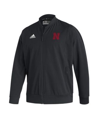 Men's Black Nebraska Huskers Ireland Sideline Woven Full-Zip Bomber Jacket