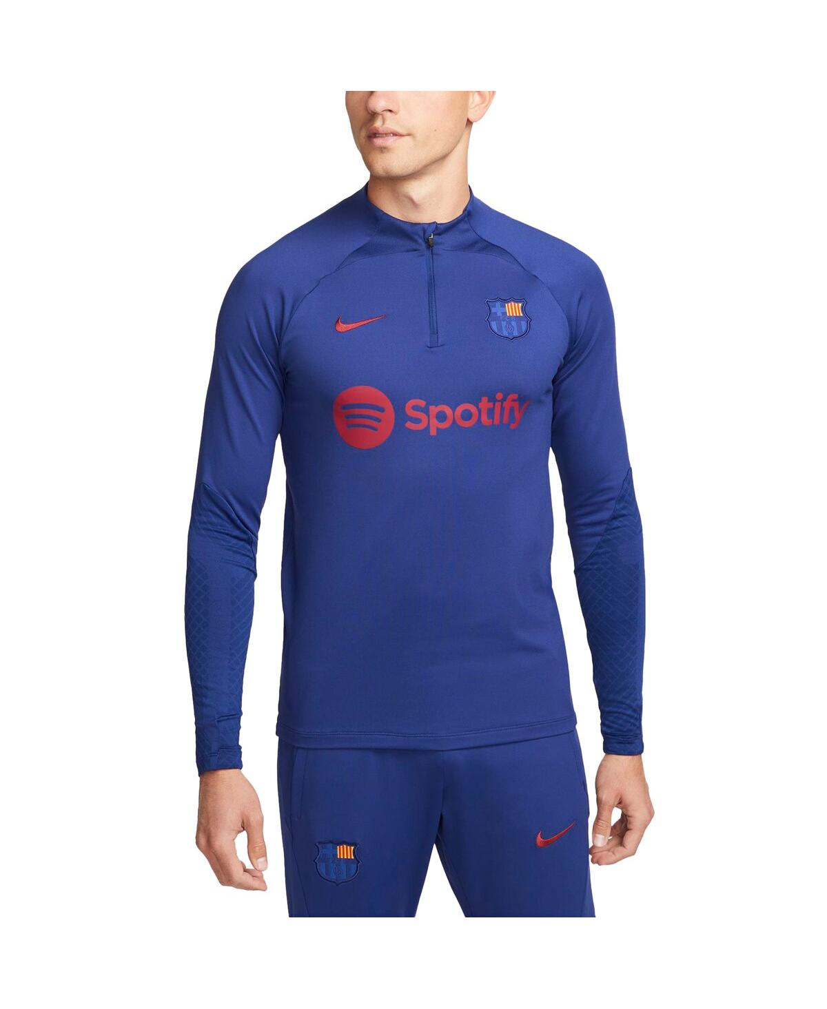 Men's NikeBarcelona Strike Drill Performance Quarter-Zip Raglan Long Sleeve Top - Blue
