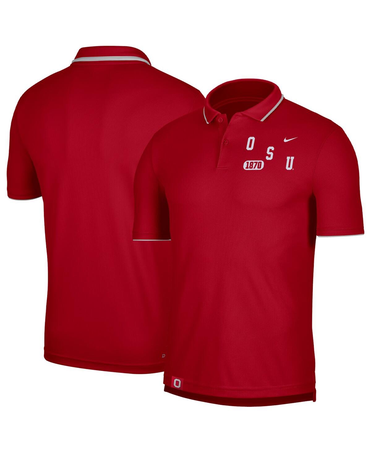Men's NikeOhio State Buckeyes Wordmark Performance Polo Shirt - Scarlet