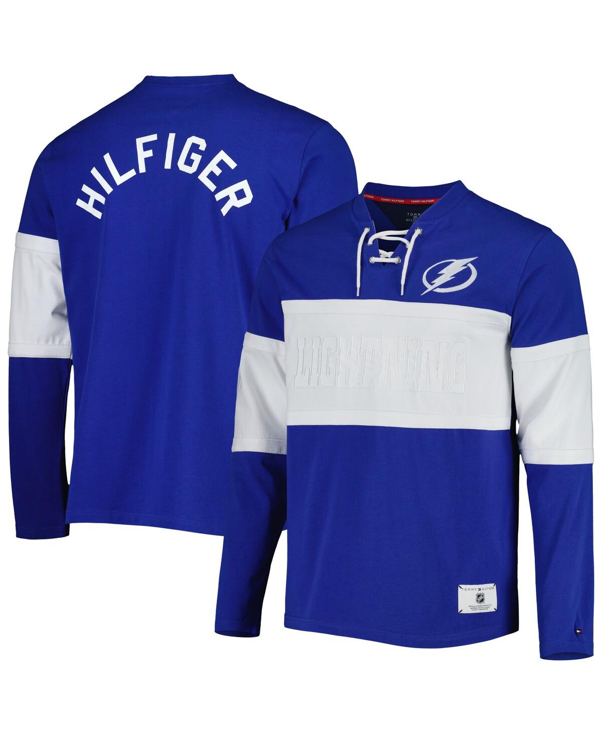 Tommy Hilfiger Blue Tampa Bay Lightning Walter Lace-up Long Sleeve Top In Blue