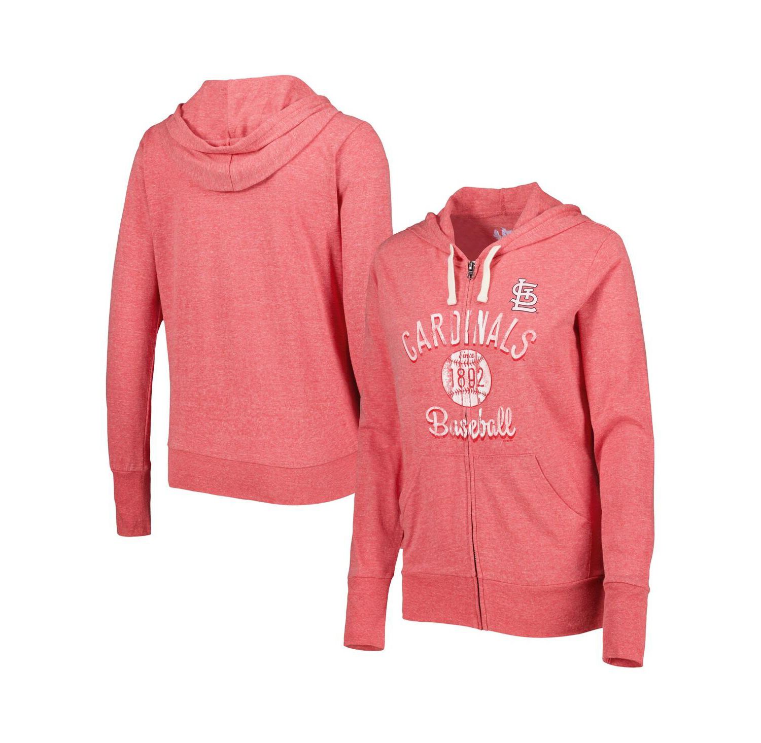 Women's Red St. Louis Cardinals Training Camp Tri-Blend Full-Zip Hoodie