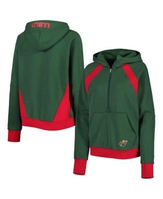 Women's Green Minnesota Wild Wishbone Half-Zip Hoodie