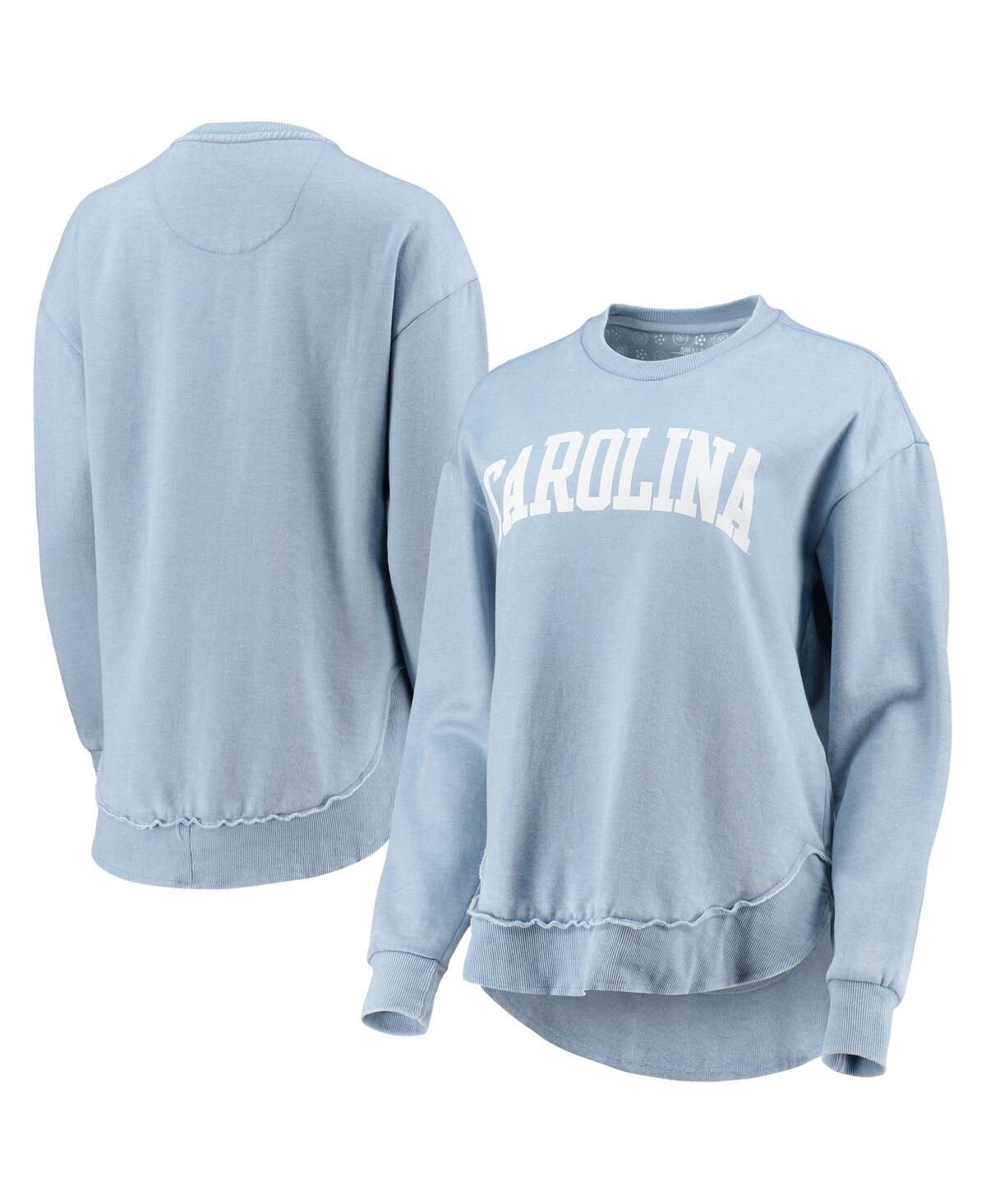 PRESSBOX WOMEN'S PRESSBOX CAROLINA BLUE NORTH CAROLINA TAR HEELS VINTAGE-LIKE WASH PULLOVER SWEATSHIRT 