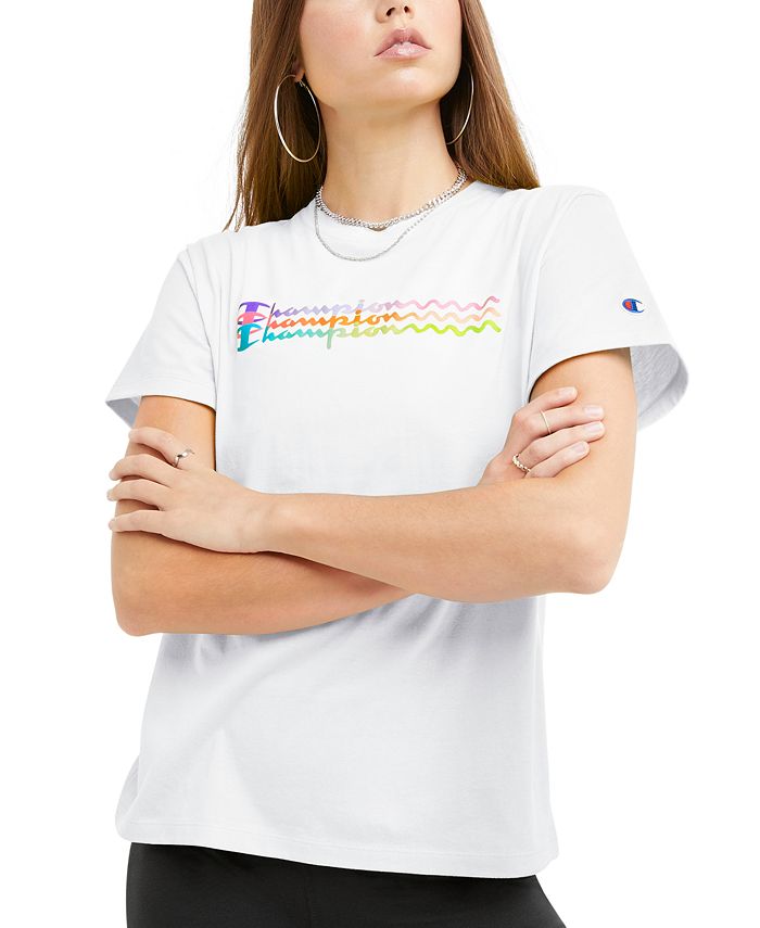 Champion rainbow logo tee cheap