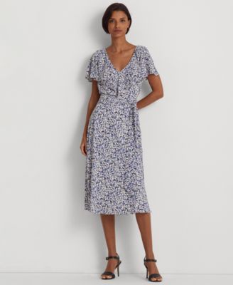 Lauren Ralph Lauren - Women's Ruffle-Trimmed V-Neck A-Line Dress