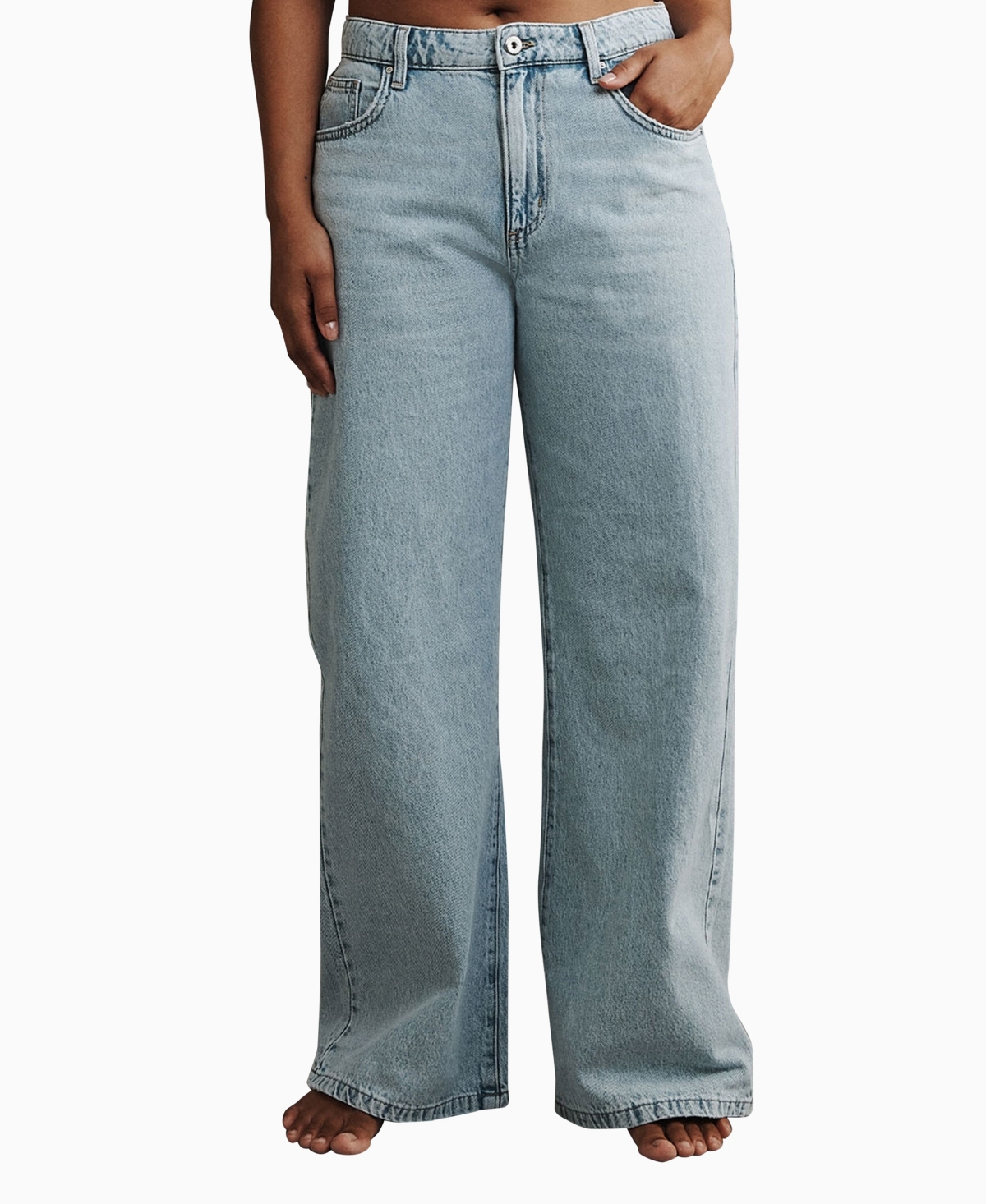 Women's Relaxed Wide Leg Jeans - Palm Blue