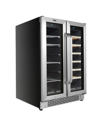24" Built-In French Door Dual Zone 20 Bottle Wine 60 Can Beverage Cooler