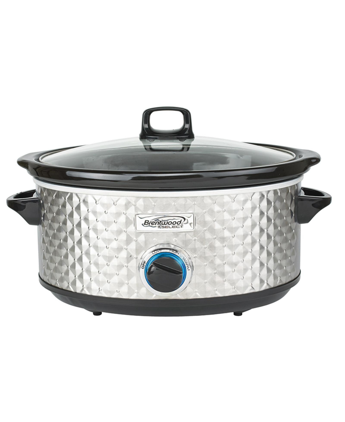 Brentwood 3.5 Quart Diamond Pattern Electric Slow Cooker - Silver