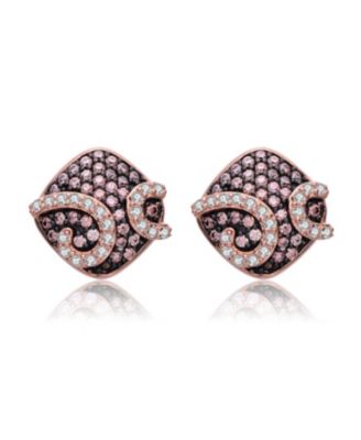 Cubic Zirconia 18K Rose Gold Plated and Black Plated Stud Earrings For Women