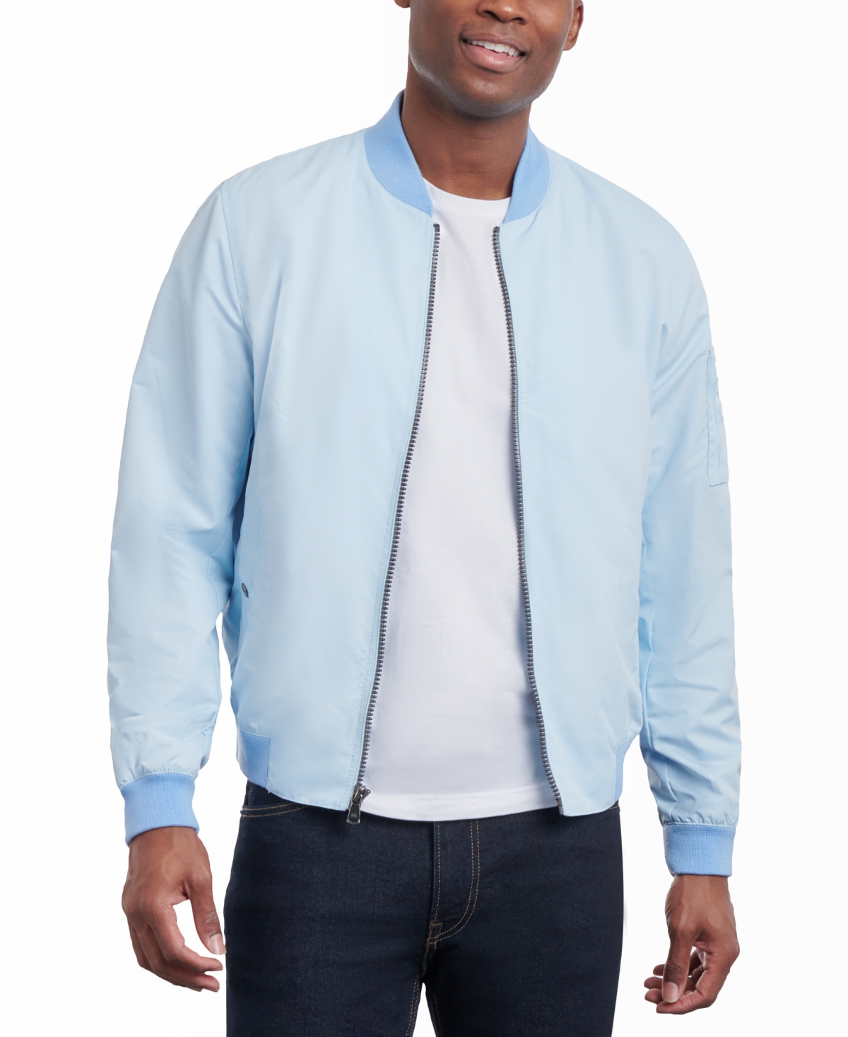 Michael Kors Men's Bomber Jacket, Created For Macy's In Light Blue