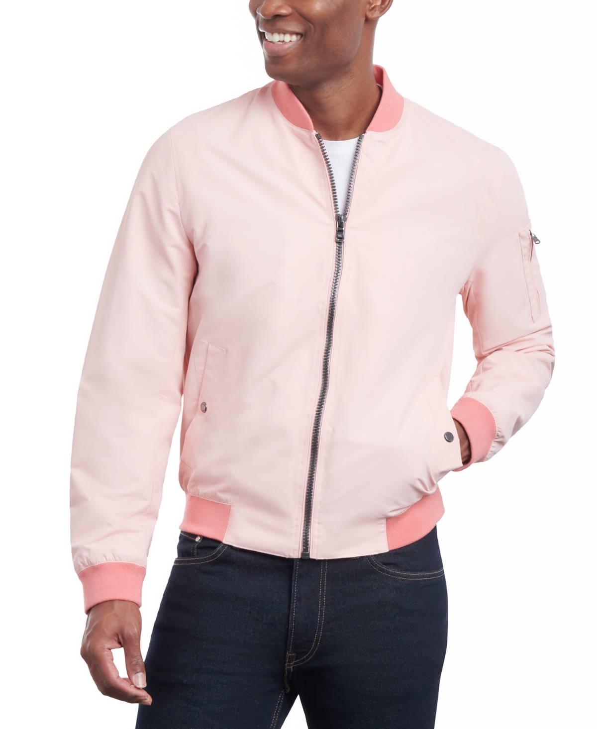 Michael Kors Men's Bomber Jacket, Created For Macy's In Pink