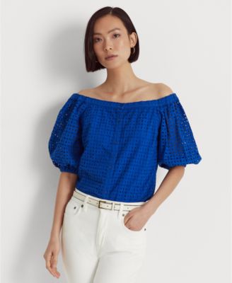Lauren Ralph Lauren - Women's Eyelet Cotton Off-the-Shoulder Blouse