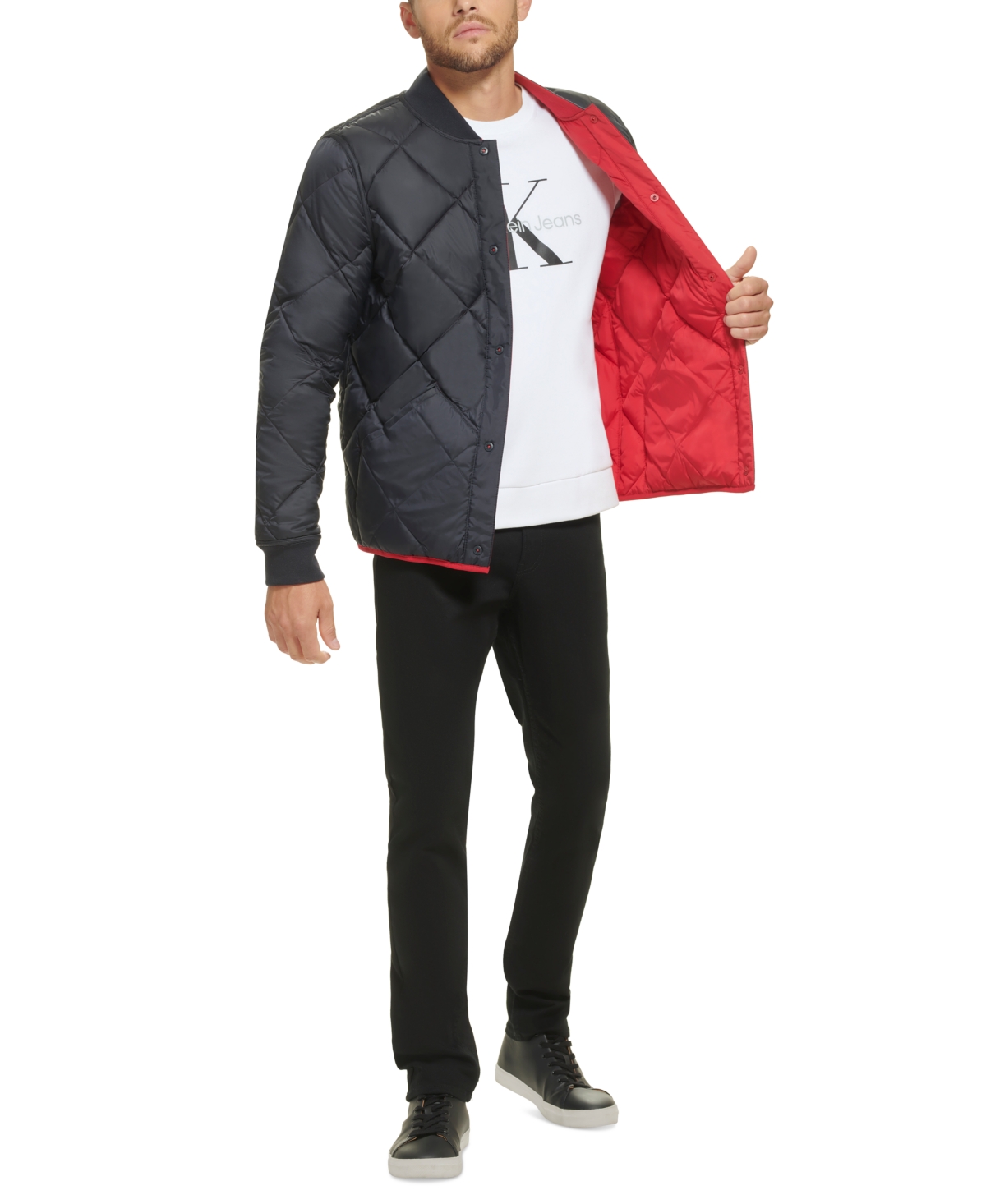 Calvin Klein Men's Reversible Quilted Jacket In Deep Red