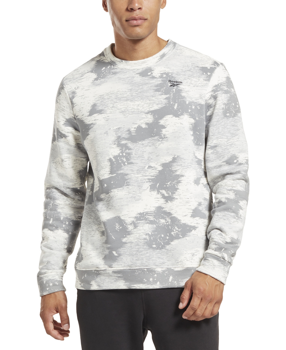 Reebok Men's Modern-fit Camo Crewneck Sweatshirt In Pure Grey