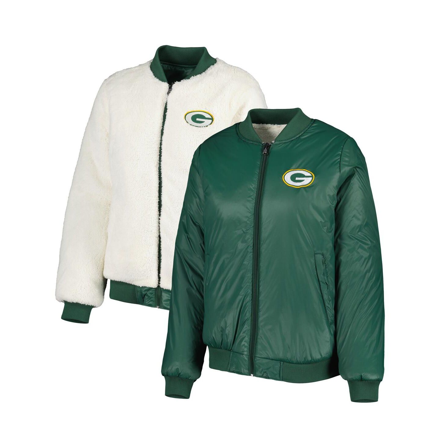 Женская куртка G-III 4Her by Carl Banks Oatmeal and Green Green Bay Packers Switchback Reversible Full-Zip — фото 1