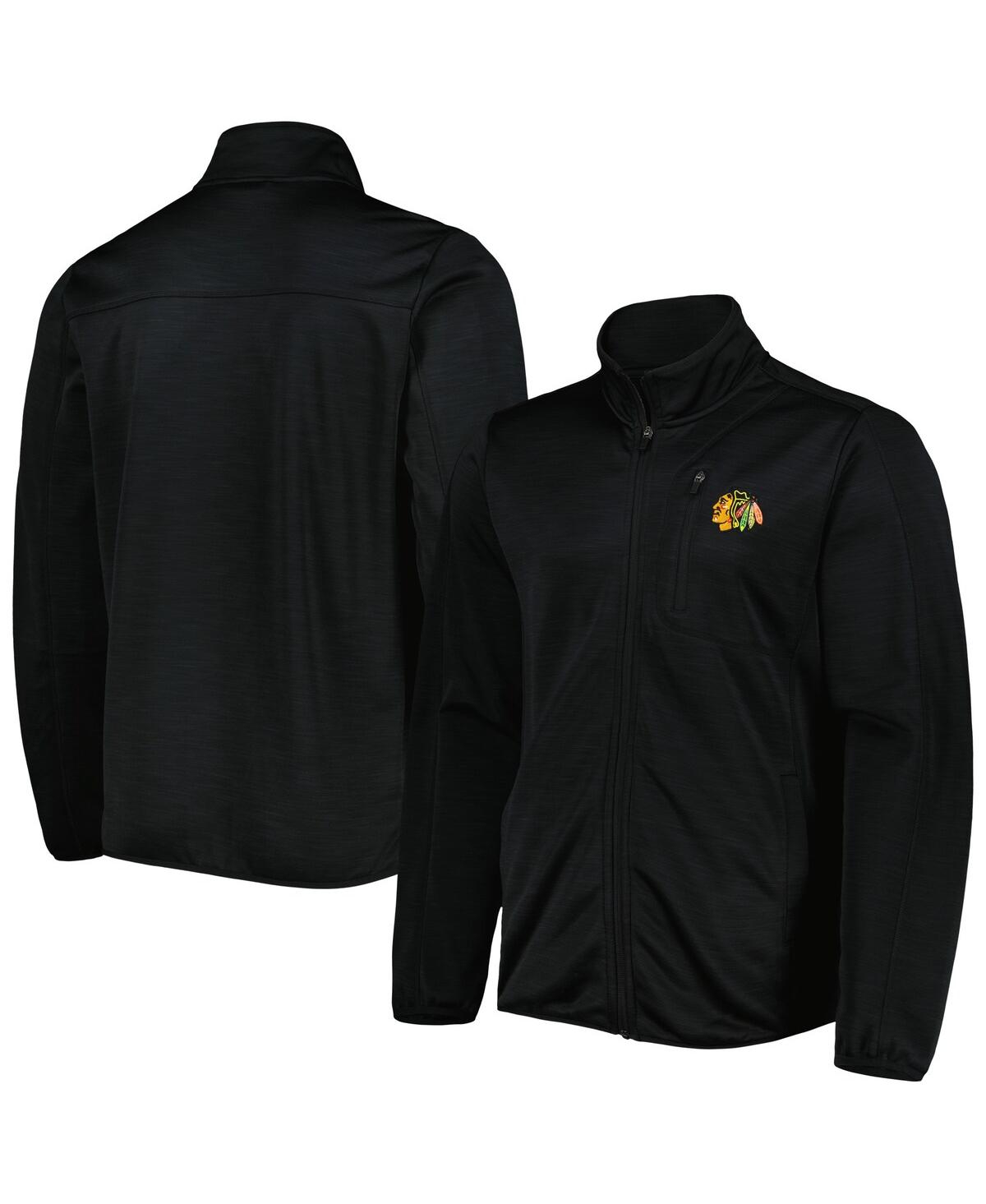 G-III SPORTS BY CARL BANKS MEN'S G-III SPORTS BY CARL BANKS BLACK CHICAGO BLACKHAWKS CLOSER TRANSITIONAL FULL-ZIP JACKET 