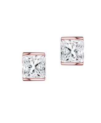 Sterling Silver  Clear Cubic Zirconia Stud Earrings