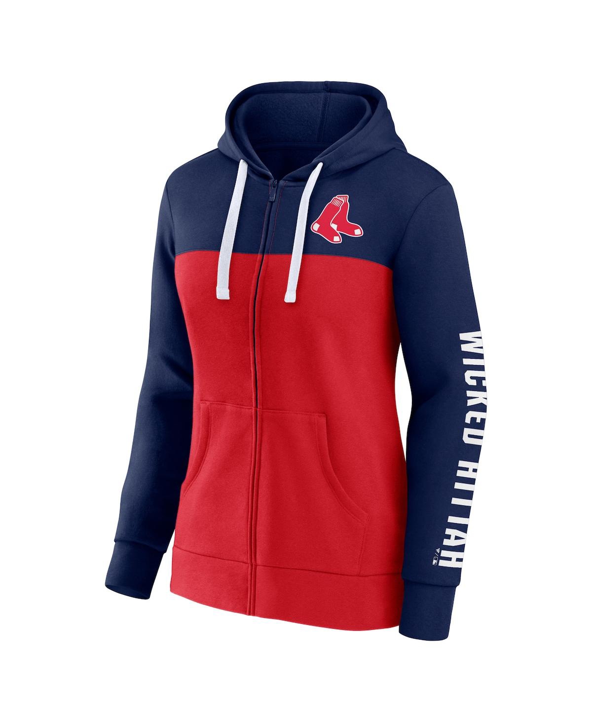 Fanatics Women's  Navy, Red Boston Red Sox Take The Field Colorblocked Hoodie Full-zip Jacket In Navy,red