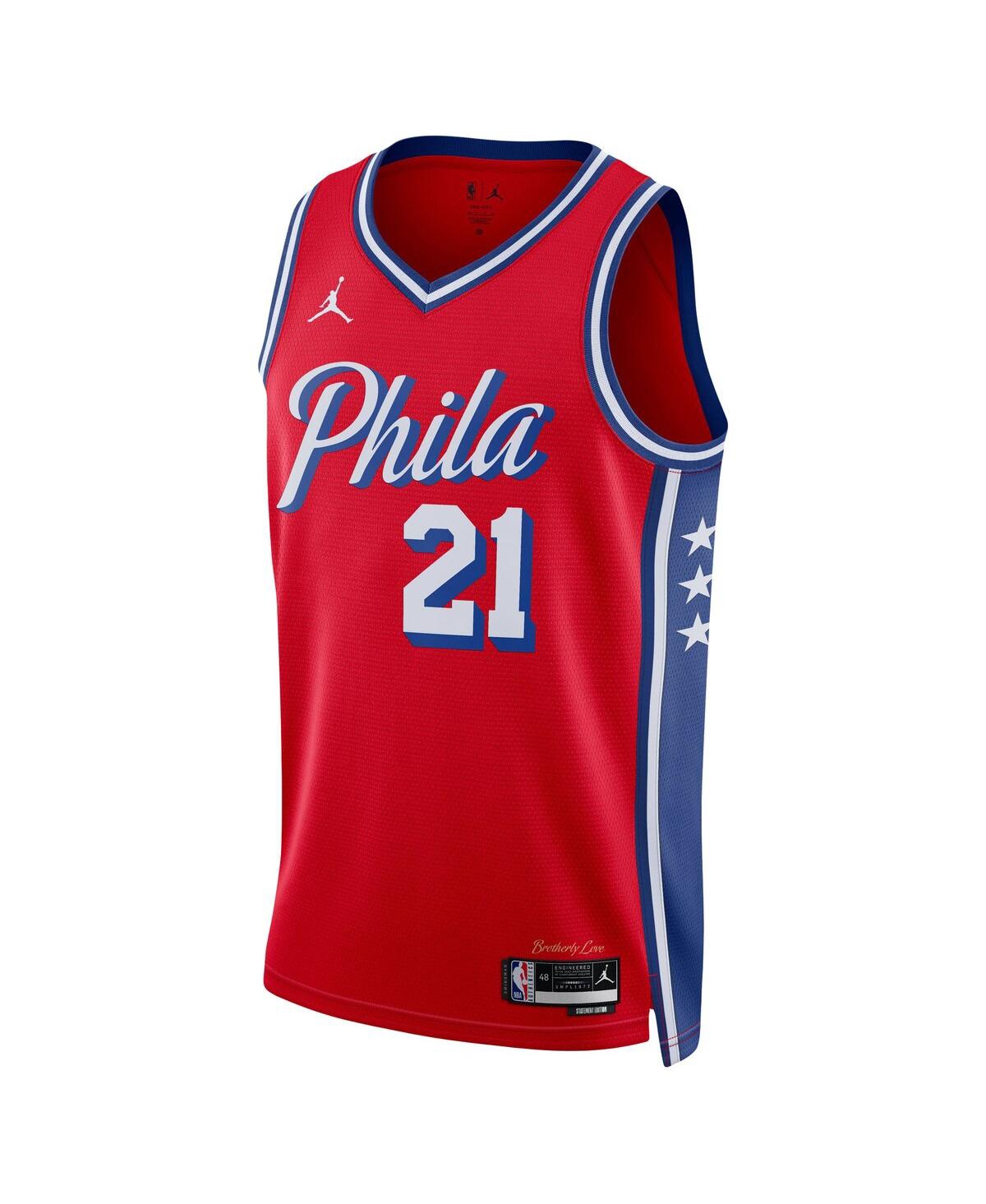 Men's Jordan Joel EmbiidPhiladelphia 76ers 2022/23 Statement Edition Swingman Jersey - Red