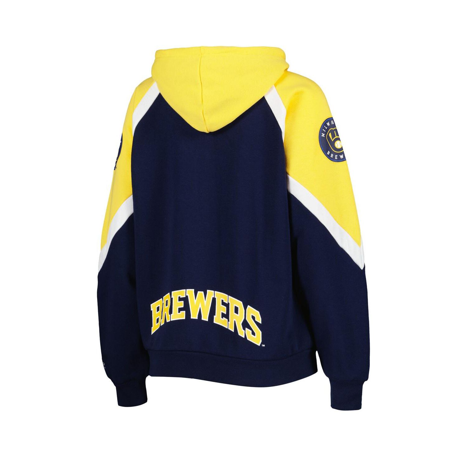 Women's Navy, Gold Milwaukee Brewers Hail Mary Full-Zip Hoodie