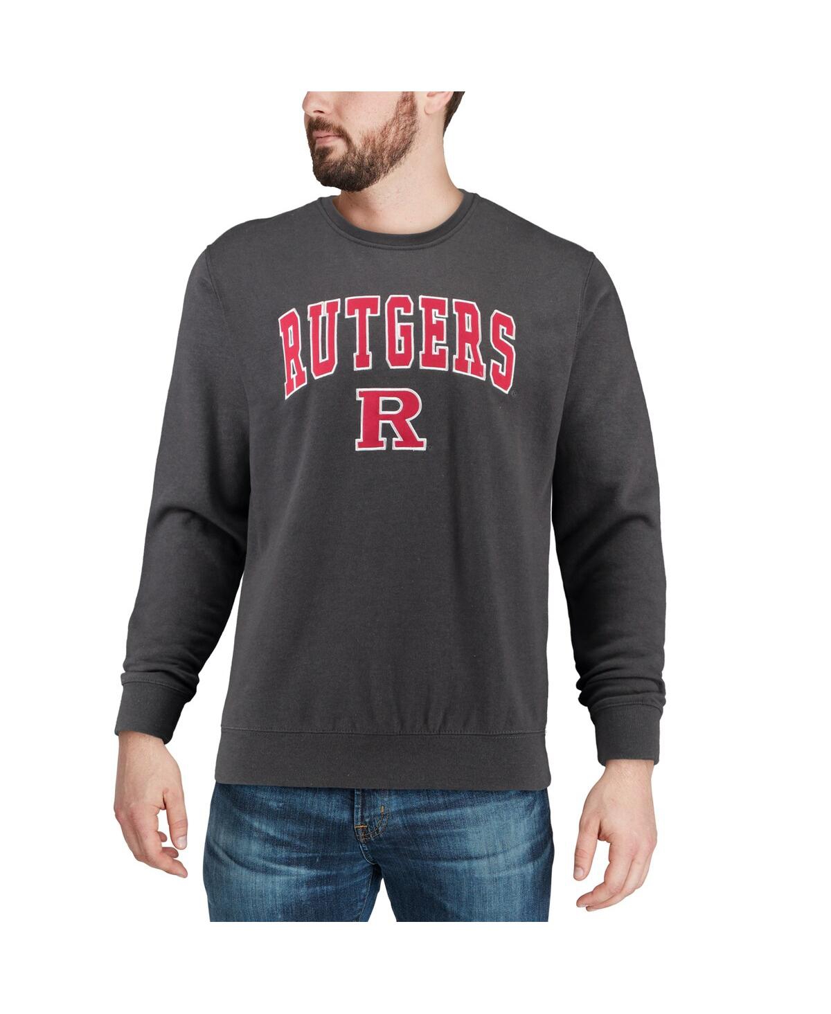 Colosseum Men's Rutgers Scarlet Knights Arch And Logo Crew Neck Sweatshirt In Black