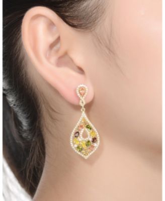Sterling Multi Colored Cubic Zirconia Accent Dangle Earrings