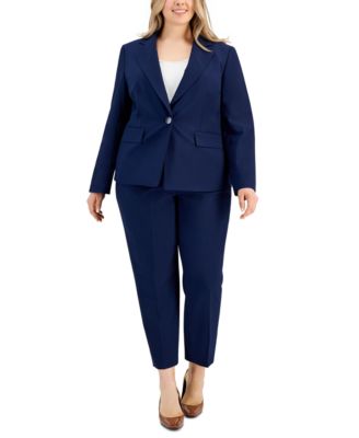 Le Suit Plus Size Stretch Crepe One Button Pantsuit Macy s