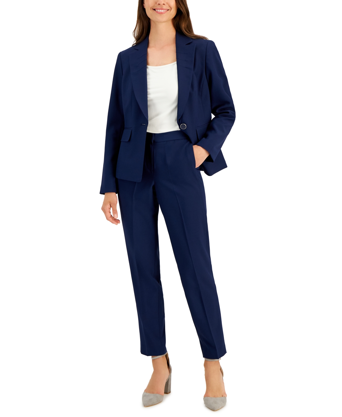 Le Suit Women's Stretch Crepe One-Button Pantsuit, Regular & Petite Sizes