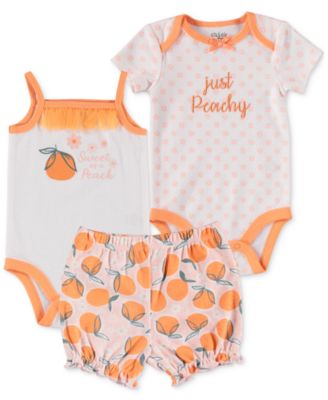 Chickpea - Baby Girls 3-Pc. Bodysuit & Shorts Set