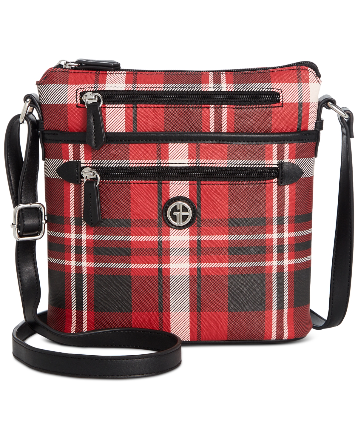 Plaid North South Crossbody, Created for Macy's - Red Plaid