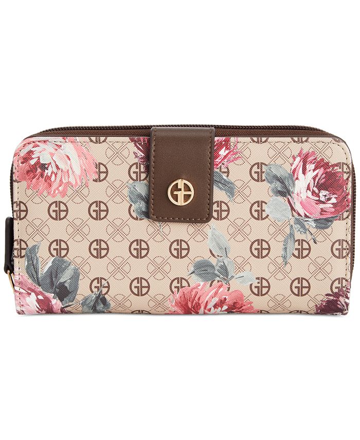Giani Bernini Signature Floral All in One Wallet, Created for Macy's - Taupe