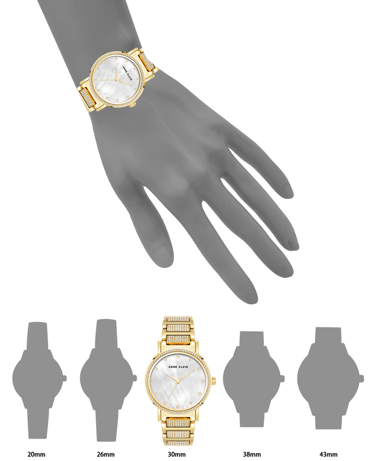 Shop Anne Klein Women's Three Hand Quartz Gold-tone Alloy Watch, 36mm