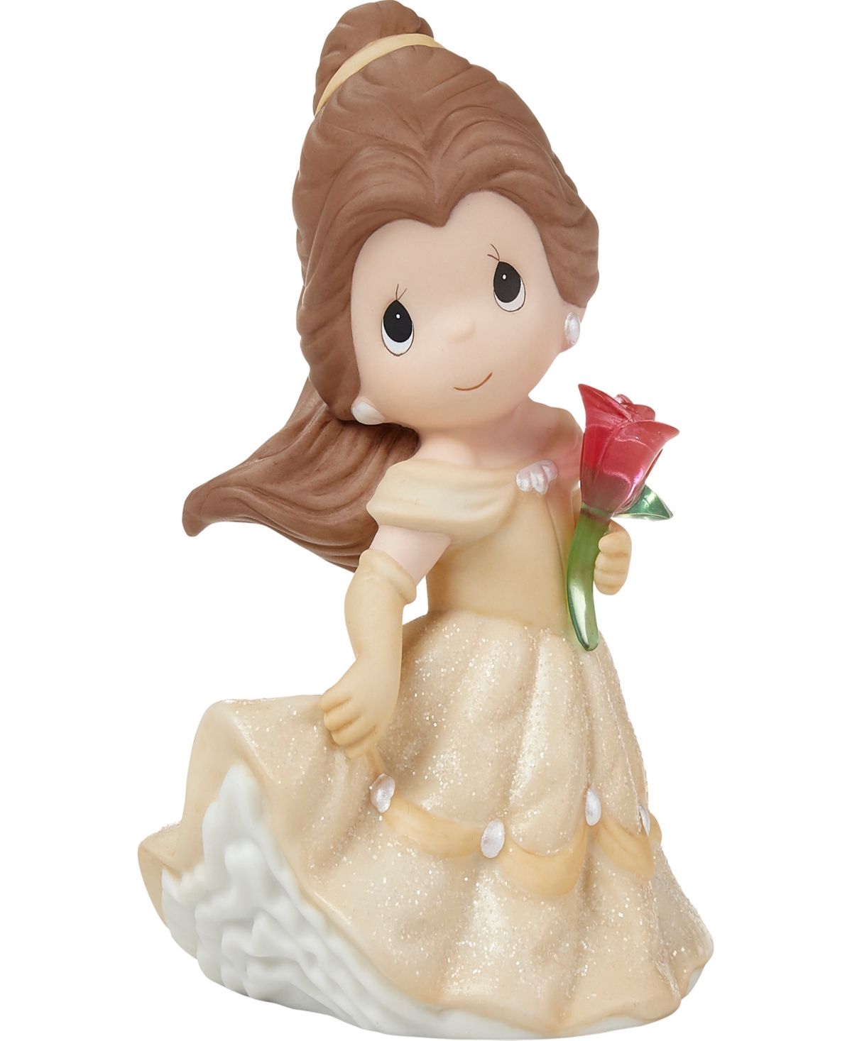 Precious Moments 222028 An Enchanting Moment Awaits Disney Belle Bisque Porcelain And Resin Figurine In Multicolored