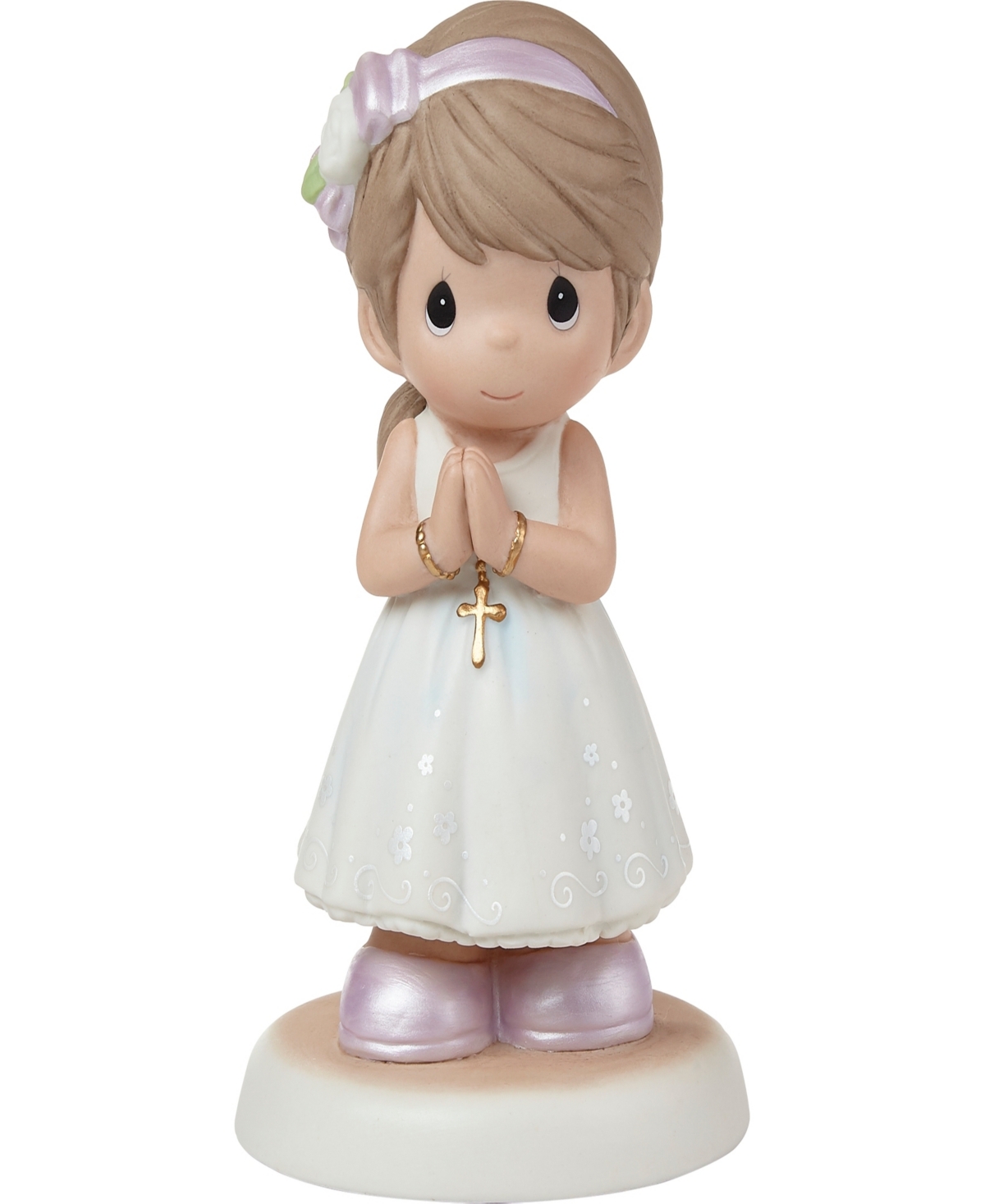 Precious Moments 222021 Blessings On Your First Communion Brunette Hair And Medium Skin Girl Bisque Porcelain Figurin In Multicolored