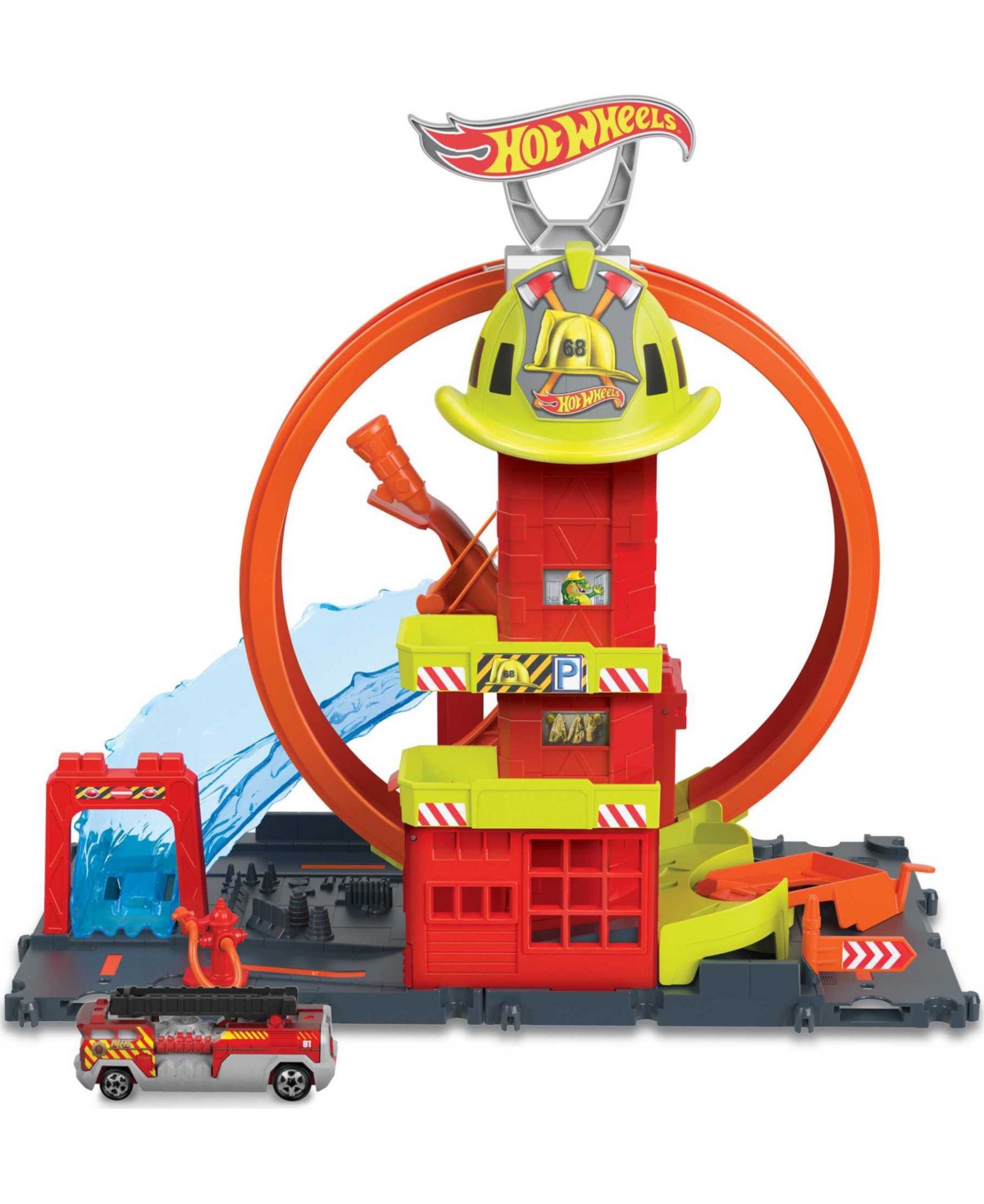 Shop Hot Wheels City Super Loop Fire Station In Multi-color
