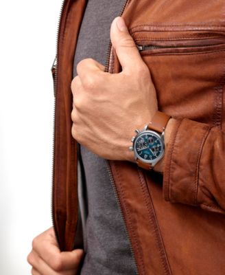 Men's Swiss Automatic Chronograph Avigation BigEye Brown Leather Strap 41mm