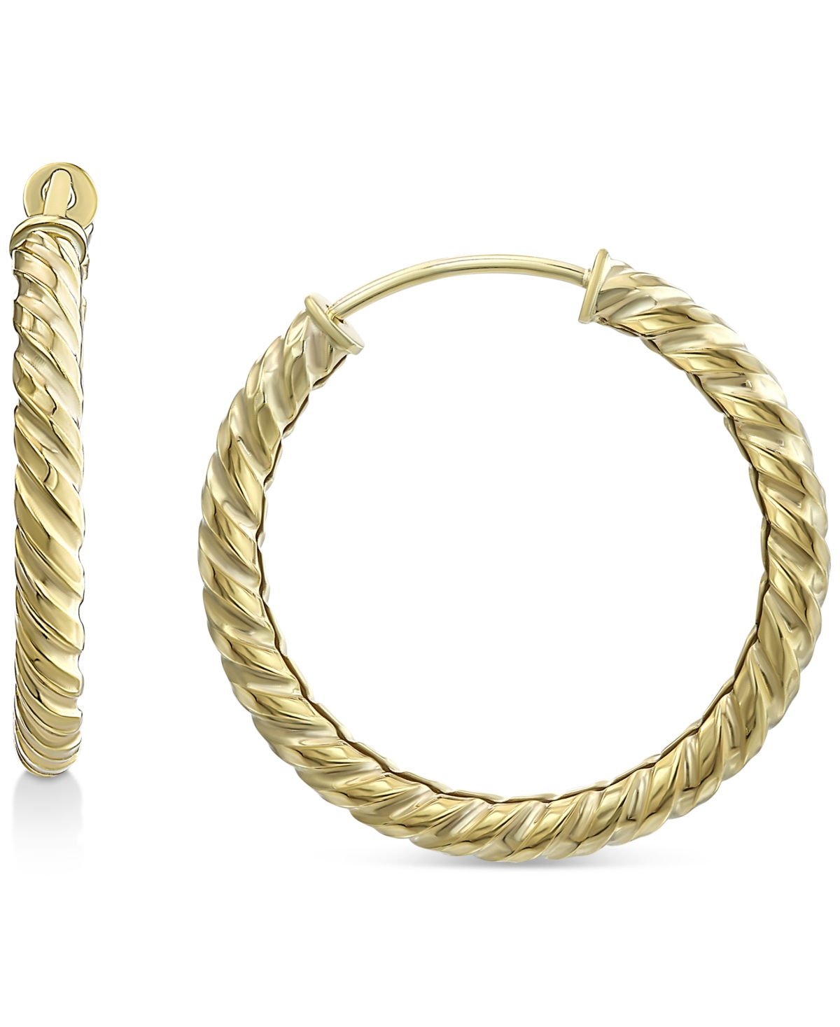 Macy's Round Twist Small Hoop Earrings In 10k Gold, 5/8"