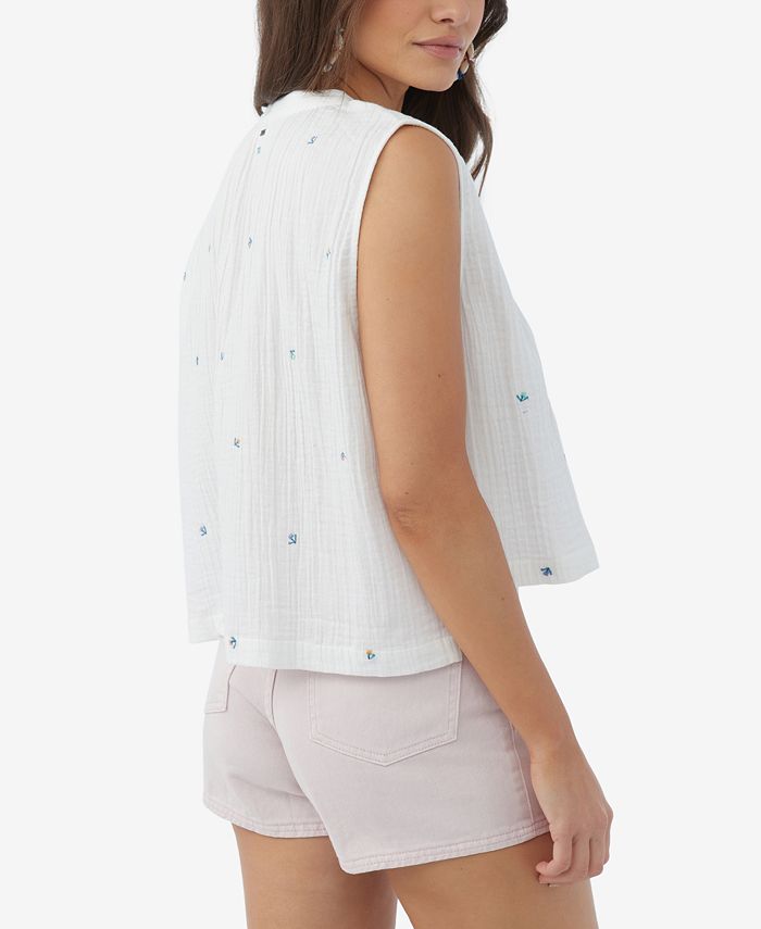 O'Neill Juniors' Aarya Cotton Gauze Embroidered Top Macy's