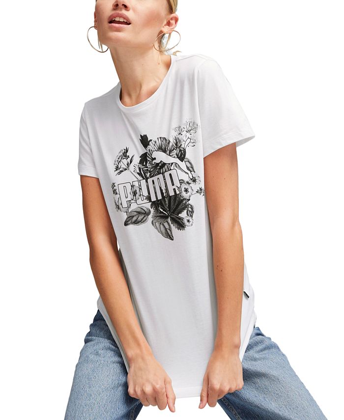 Puma Women's Frozen Flower Logo Graphic Cotton T-Shirt & Reviews -  Activewear - Women - Macy's