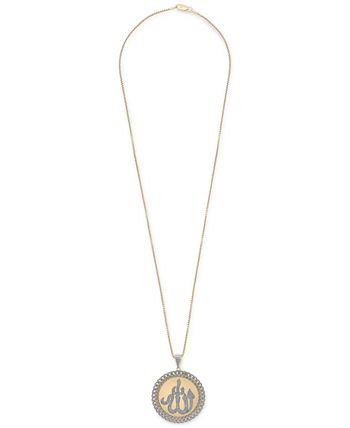 Macy's Men's Diamond Allah 22 Pendant Necklace (1/4 ct. t.w.) in 14k Gold-Plated  Sterling Silver - Macy's