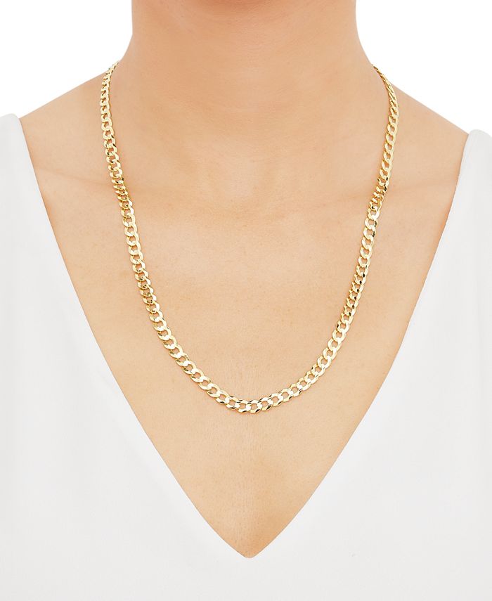 Macy's Polished Solid Flat Curb Link 22
