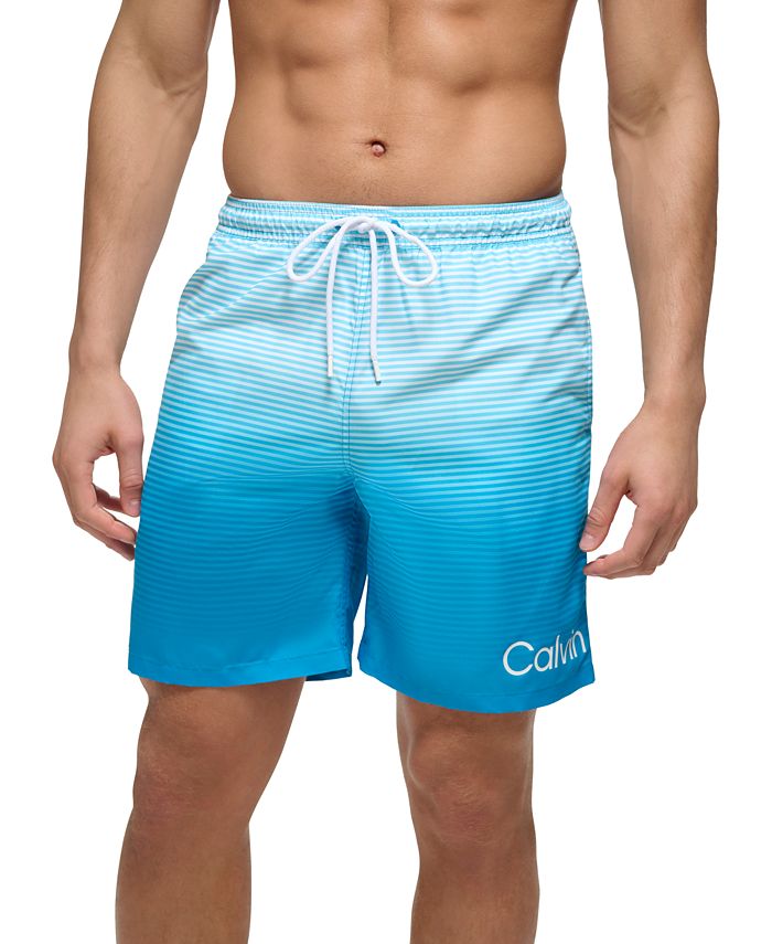 traagheid Secretaris gebaar Calvin Klein Calvin Kelin Men's Regular-Fit Ombré Gradient Stripe UPF 50+  7" Swim Trunks & Reviews - Swimwear - Men - Macy's