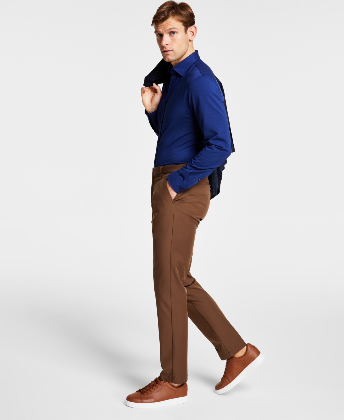 Michael Kors Men's Classic Fit Cotton Stretch Performance Pants In Light Brown